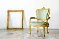 Green classical style Armchair sofa couch with frame in vintage