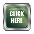 Green CLICK HERE button. Action call to. Vector web element. Shiny navigation icon. Royalty Free Stock Photo