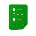 Green Clipboard with checklist icon isolated on transparent background. Control list symbol. Survey poll or