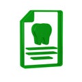 Green Clipboard with dental card or patient medical records icon isolated on transparent background. Dental insurance