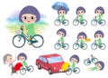 Green clothes Bobbed Glasses girl ride on city bicycle