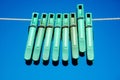 Green clothes-pins Royalty Free Stock Photo