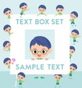 Green clothing glasses boy text box Royalty Free Stock Photo