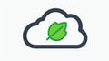 Green Cloud Computing Icon Sustainable Technology Symbol with Leaf Inside, Isolated on White Royalty Free Stock Photo