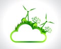 Green cloud hanging banner illustration design