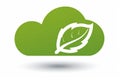 Green Cloud with Leaf Representing Eco-Friendly Technology and Sustainable Solutions Royalty Free Stock Photo