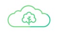 Green Cloud Tree: Eco-friendly cloud computing and environmental data. vector design Generative AI Royalty Free Stock Photo