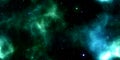 Green Clouds on Night Sky Galaxy Background