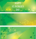 Green clover on abstract backgrounds - vector decorative templates for saint patrick`s day