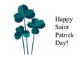 Green clover bouquet on white background. St Patrick day greeting card.