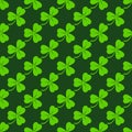 Green clover diagonal seamless pattern. St. Patrick`s day background Royalty Free Stock Photo