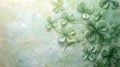Green Clover Flowers Embossed on Textured Background Royalty Free Stock Photo