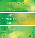 Green clover leaves on abstract backgrounds - vector music templates  for saint patrick`s day Royalty Free Stock Photo