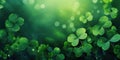 Green clover leaves on a dark background. St. Patrick\'s Day concept Royalty Free Stock Photo