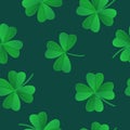 Green clover seamless pattern. Saint Patricks Day concept. Can be used as fabric texture, textile, backdrop. Stock