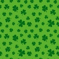 Green clover seamless pattern. Vector shamrock background