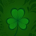 Green Clover Shamrock Happy St. Patrick`s Day. Traditional Irish hollyday template design.