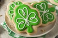 Green Clover St Patricks Day Cookies Royalty Free Stock Photo