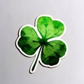 Green Clover Sticker. Three-leafed. The green color symbol of St. Patrick\'s Day