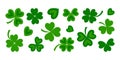 Green clover vector icon, shamrock leaf for Patricks day, ireland plant, lucky symbol. Celtic spring illustration