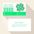 Green cloverleaf abstract business card design eps10