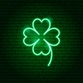 Green Cloverleaf Neon Sign Royalty Free Stock Photo