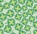 Green cloverleaf pattern, seamless vector line background, a traditional symbol of good fortune