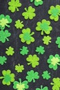 Green Clovers on Chalkboard Background Royalty Free Stock Photo
