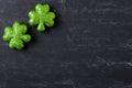 Green Clovers on Chalkboard Background Royalty Free Stock Photo