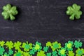 Green Clovers on Chalkboard Background Royalty Free Stock Photo