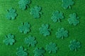 Green Clovers or Shamrocks on Green Background