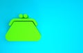 Green Clutch bag icon isolated on blue background. Women clutch purse. Minimalism concept. 3d illustration 3D render Royalty Free Stock Photo