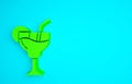 Green Cocktail and alcohol drink icon isolated on blue background. Minimalism concept. 3d illustration 3D render Royalty Free Stock Photo