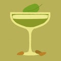 Green cocktail with basil, cream, almonds. Grandma\'s Garden in margarita glass Royalty Free Stock Photo