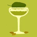 Green cocktail with basil, cream, almonds. Grandmas Garden in margarita glass Royalty Free Stock Photo