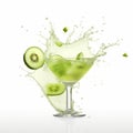 Green Cocktail Splash With Kiwi Slices - Vibrant And Refreshing Drink Royalty Free Stock Photo