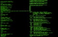 Green code in command line interface. CLI. UNIX bash shell