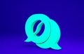 Green Coffee and conversation icon isolated on blue background. Coffee talk. Speech bubbles chat. Minimalism concept. 3d