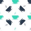 Green Coffee cup icon isolated seamless pattern on white background. Tea cup. Hot drink coffee. Vector Royalty Free Stock Photo