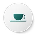 Green Coffee cup icon isolated on white background. Tea cup. Hot drink coffee. White circle button. Vector Illustration Royalty Free Stock Photo