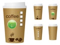 A green coffee cup illustration with the words coffee and eco sign Royalty Free Stock Photo