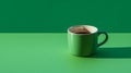 Green Coffee Mug On Ray Traced Background: Playful Yet Morose
