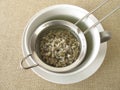 Green coffee in tea strainer Royalty Free Stock Photo