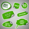 Green collection stickers sale discount template Royalty Free Stock Photo