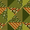 Green color abstract background in patchwork style.