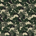 Green color abstract camouflage seamless pattern Vector background. Modern military style camo art design backdrop.