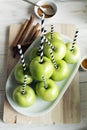 Green color apples prepare for making apple candy Royalty Free Stock Photo