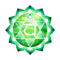 Green color of chakra symbol heart concept, flower floral