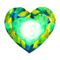 Green color of chakra symbol heart concept, flower floral