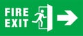 Green color emergency fire exit sign. Warning sign. icon of man running to the door Royalty Free Stock Photo